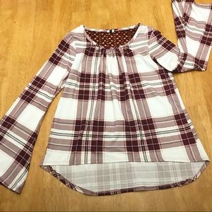 Girls burgundy patterned blouse